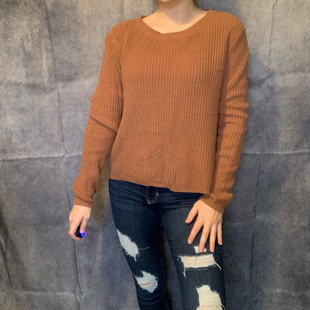 Lace up tie back sweater